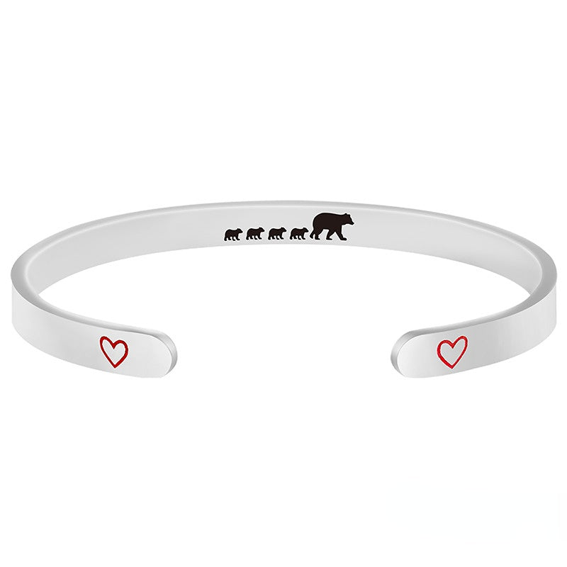 Venta al por mayor Pulsera de oso del día de la madre de acero inoxidable